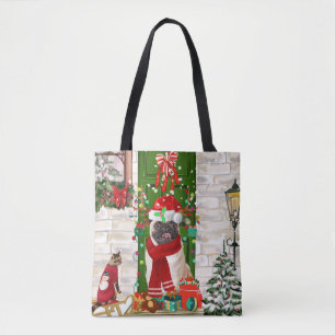 Bolso De Tela Navidades de pug Dog