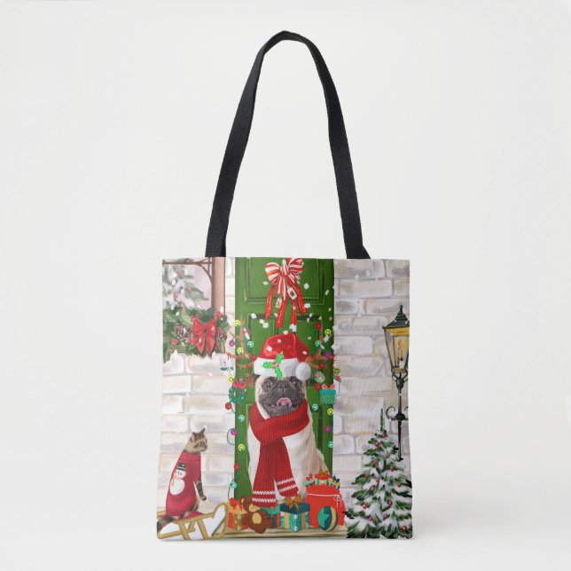 Bolso De Tela Navidades de pug Dog (Anverso)