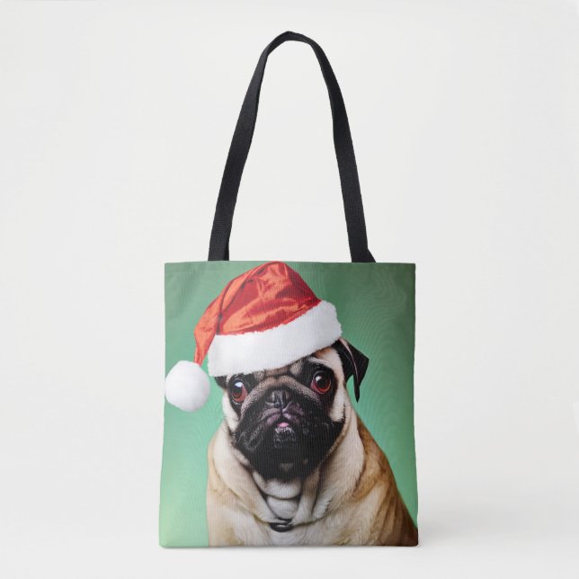 Bolso De Tela Navidades de pug Dog (Anverso)