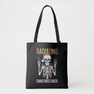 Bolso De Tela Navidades de Radiología Santa Skeleton