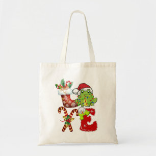 Bolso De Tela Navidades de Rana de Amor Encenden Graciosa Santa 