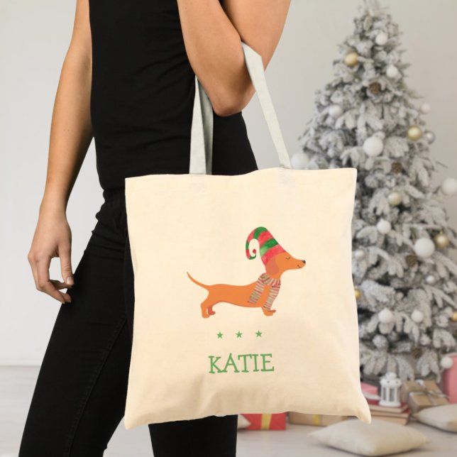 Bolso De Tela Navidades de regalo para el amante del perro de la (Dachshund sausage dog lover gift Christmas Tote Bag
)