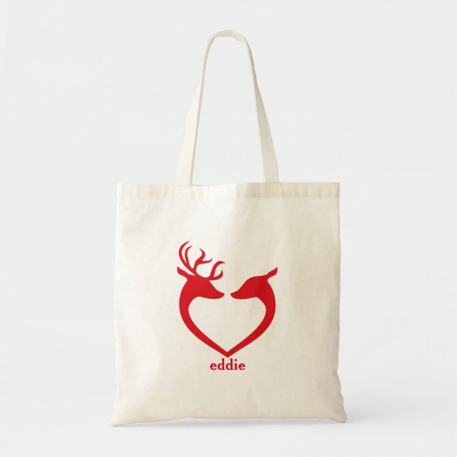Bolso De Tela Navidades de renos decorativos personalizados (Frente)