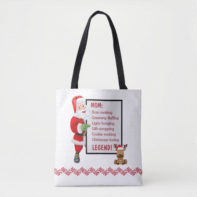 Bolso De Tela Navidades de renos Santa Personalizados (Anverso)