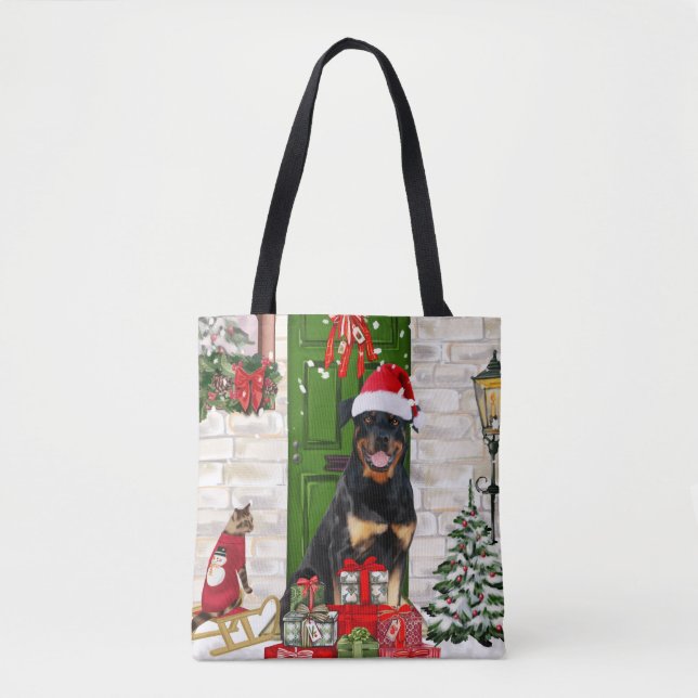 Bolso De Tela Navidades de Rottweiler Dog (Anverso)