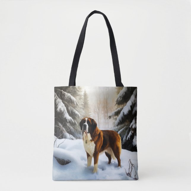 Bolso De Tela Navidades de Saint Bernard Let It Snow (Anverso)