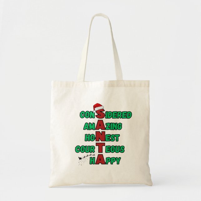 Bolso De Tela Navidades de Santa Acrótica Festividad Cheer Mer (Frente)