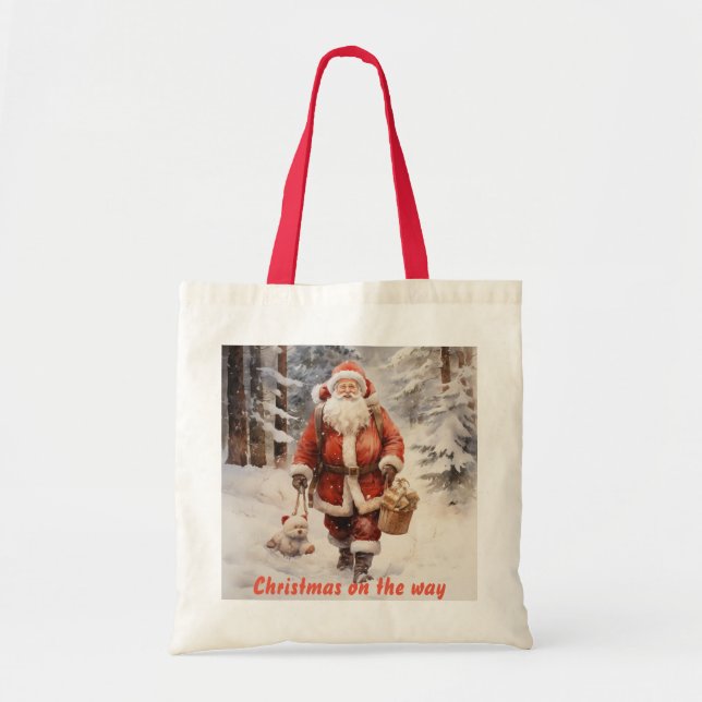 Bolso De Tela Navidades de Santa Claus (Frente)