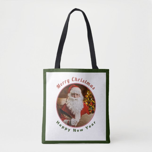 Bolso De Tela Navidades de Santa Claus de época personalizan Año (Anverso)