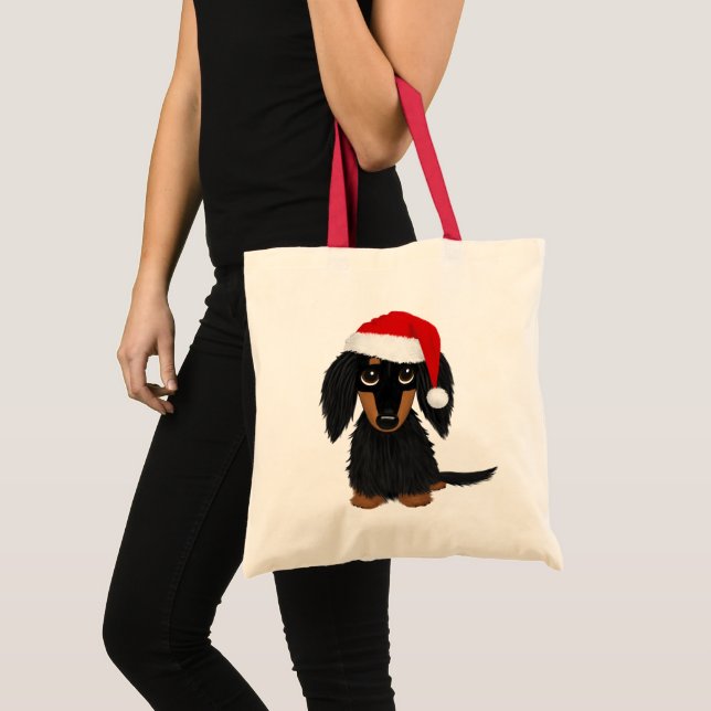 Bolso De Tela Navidades de Santa Cruz de Tan Dachshund (Anverso (producto))