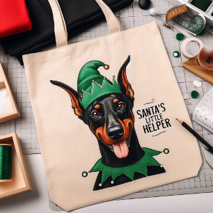 Bolso De Tela Navidades de Santa Elena Dobermann Perro ELF