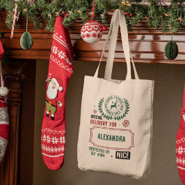 Bolso De Tela Navidades de Santa Express (nombre personalizado)