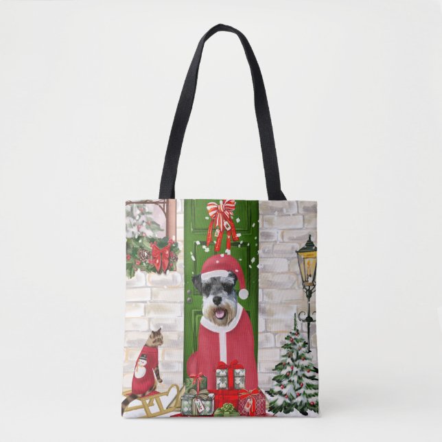 Bolso De Tela Navidades de Schnauzer Dog (Anverso)
