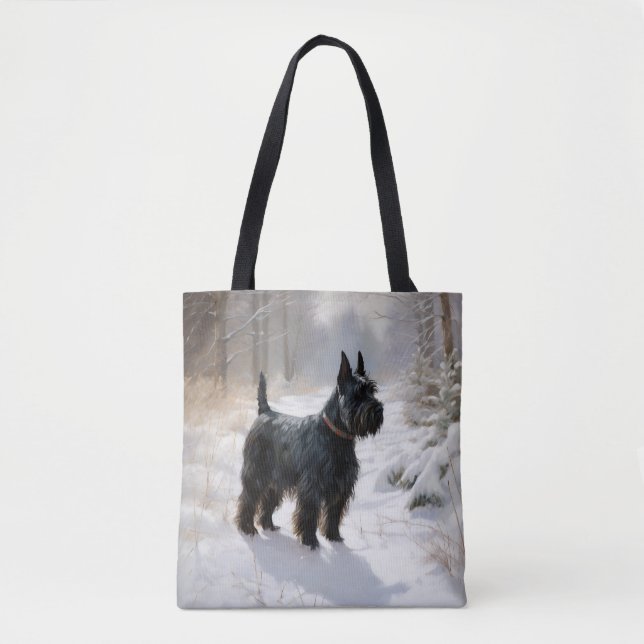 Bolso De Tela Navidades de Scottish Terrier Let It Snow (Anverso)