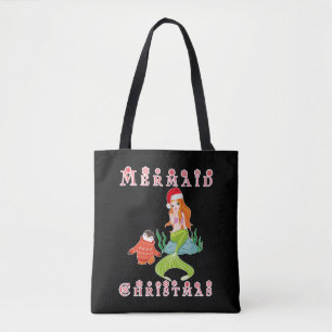 Bolso De Tela Navidades de sirenas y divertidos pingüinos