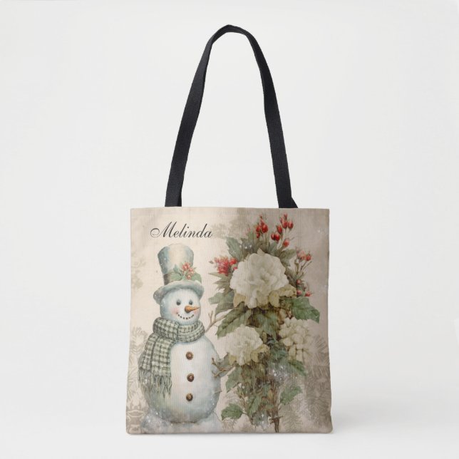 Bolso De Tela Navidades de Snowman rusos personalizados (Anverso)