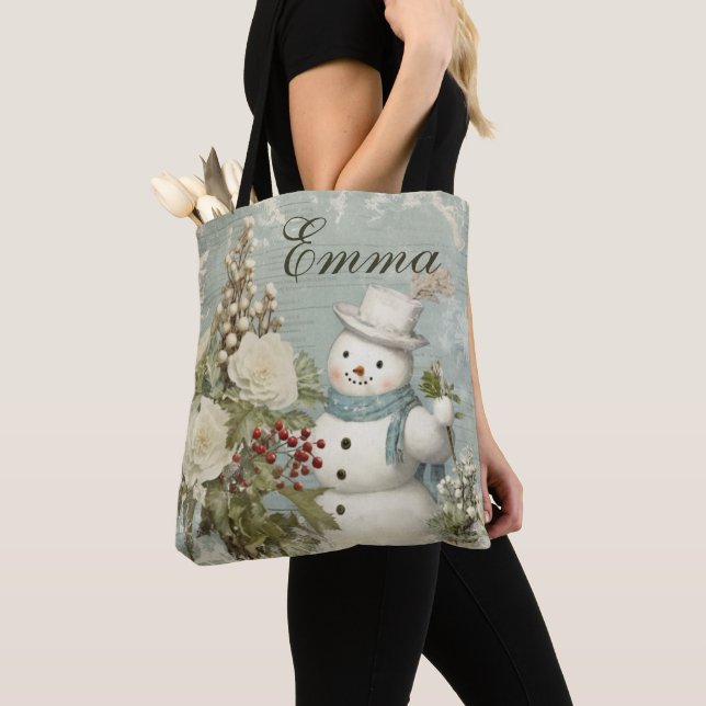 Bolso De Tela Navidades de Snowman rusos personalizados (Detalle)