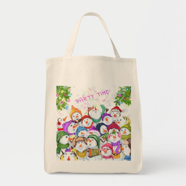 Bolso De Tela Navidades de Snowman toman celebración de regalo d (Frente)