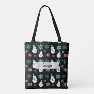 Bolso De Tela Navidades de Snowmen y Snowflakes