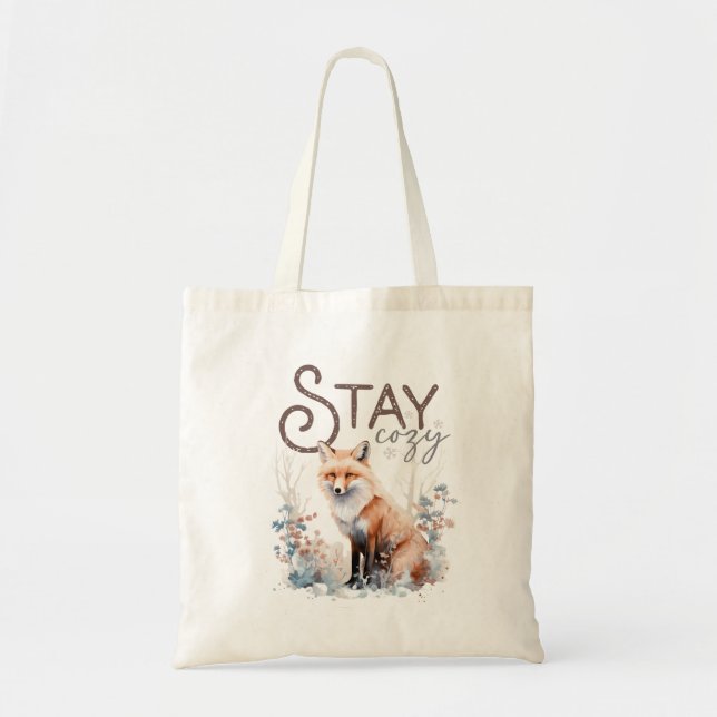 Bolso De Tela Navidades de Stay Cosy Woodland Fox (Frente)
