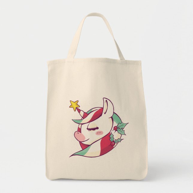 Bolso De Tela Navidades de Unicornio (Frente)