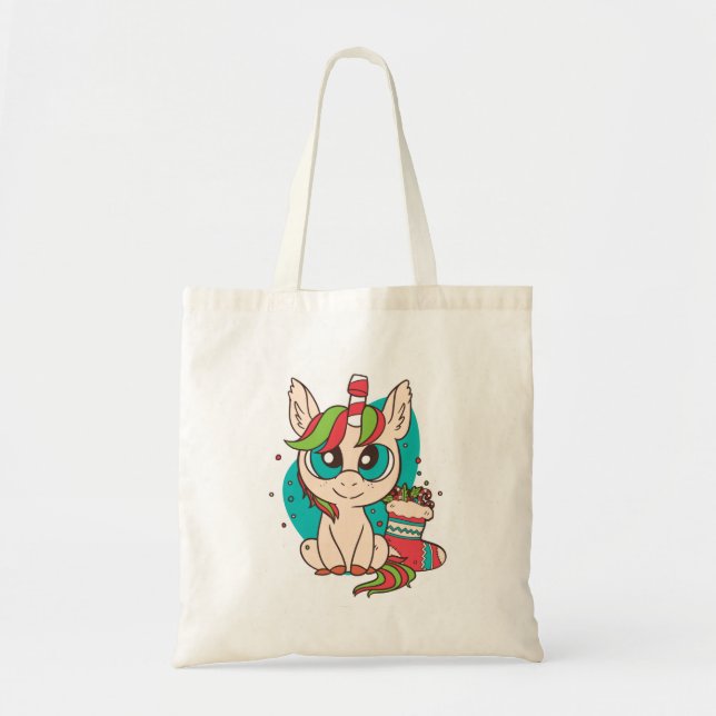 Bolso De Tela Navidades de Unicornio (Frente)