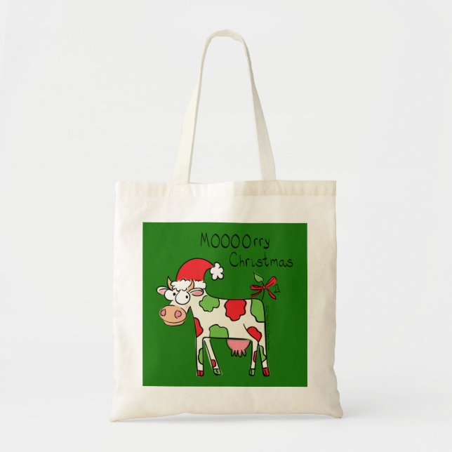 Bolso De Tela Navidades de vaca adoran a los niños (Frente)