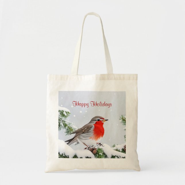 Bolso De Tela Navidades de vacaciones de la Red Robin (Frente)