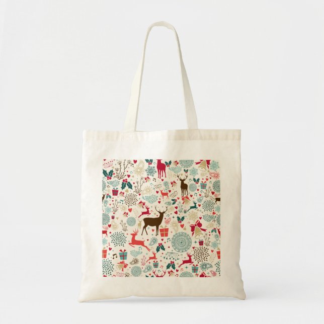 Bolso De Tela Navidades de vacaciones reno copo de nieve (Frente)