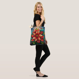 Bolso De Tela Navidades de vidrio templado flor rojo Poinsettia