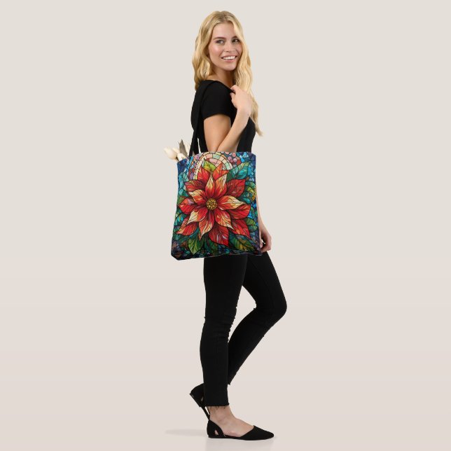 Bolso De Tela Navidades de vidrio templado flor rojo Poinsettia (Puesto)
