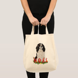 Bolso De Tela Navidades de Watercolor Cavalier King Charles Noel