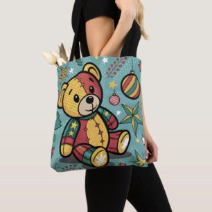 Bolso De Tela Navidades de Whimsical Patchwork Teddy Bear