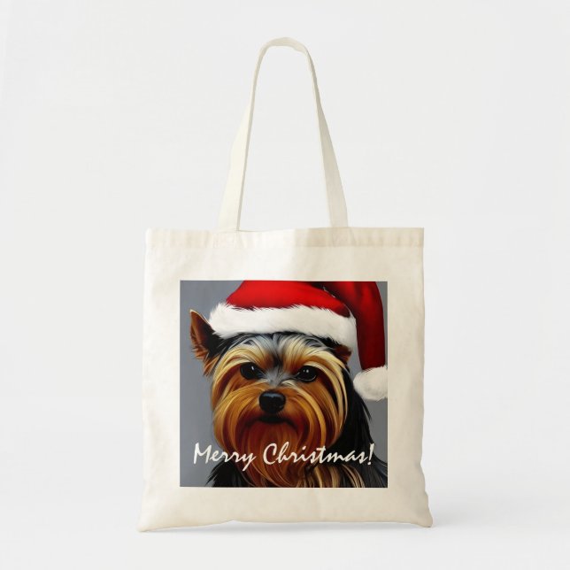 Bolso De Tela Navidades de Yorkshire Terrier (Frente)