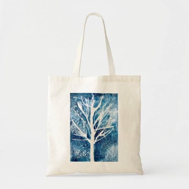 Bolso De Tela Navidades del árbol de abedul blanco de invierno (Frente)