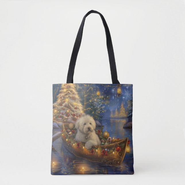 Bolso De Tela Navidades del Coton De Tulear: Viaje festivo (Anverso)
