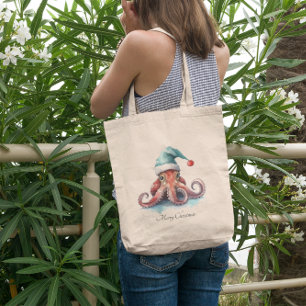 Bolso De Tela Navidades del Octopus Alegría, personalizado