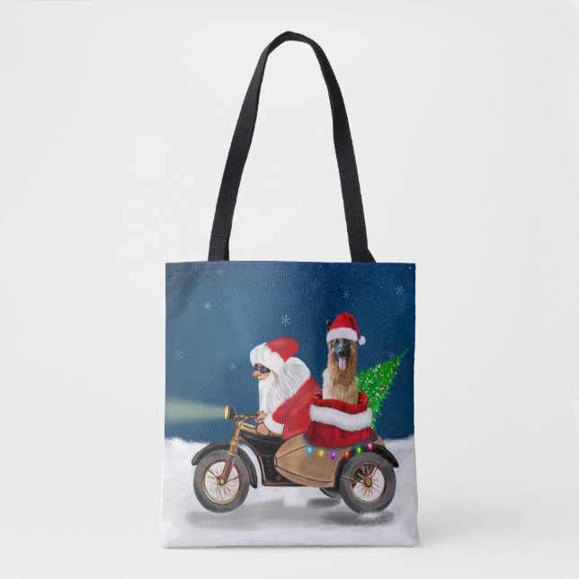 Bolso De Tela Navidades del Pastor Alemán Santa Claus (Anverso)