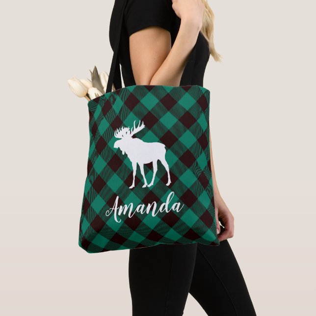 Bolso De Tela Navidades del patrón de masa verde de alce y búfal (Detalle)