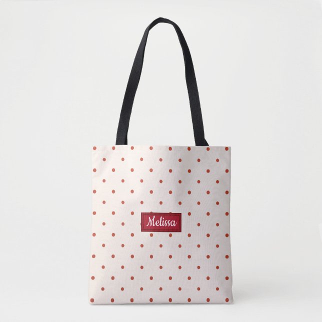Bolso De Tela Navidades Del Patrón De Puntos Rojos Tote Bag (Anverso)