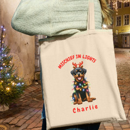 Bolso De Tela Navidades del Rottweiler de color de agua divertid