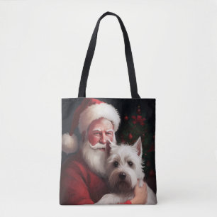 Bolso De Tela Navidades del West Highland White Terrier Santa Cl