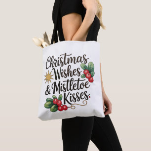 Bolso De Tela Navidades Deseos Y Mistletoe Besan Navidad Familia