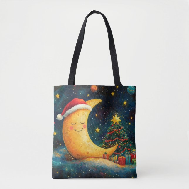 Bolso De Tela Navidades divertidos celebran la galaxia lunar (Anverso)