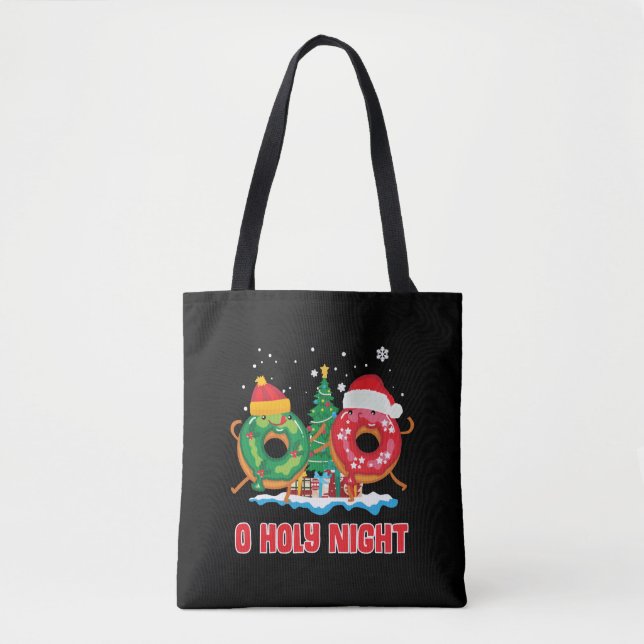 Bolso De Tela Navidades divertidos de la noche sagrada Donut Pun (Anverso)