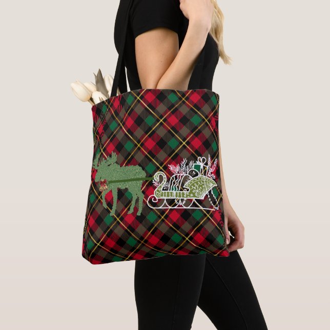 Bolso De Tela navidades divertidos Moose Topiary Sleigh (Detalle)
