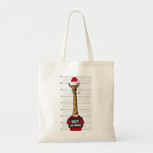 Bolso De Tela Navidades divertidos Mugshot Guilty Giraffe (Frente)