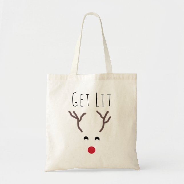 Bolso De Tela Navidades divertidos reciben renos ligeros (Frente)