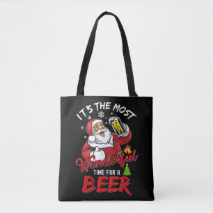 Bolso De Tela Navidades divertidos Santa Claus Beer Beer Wonderf