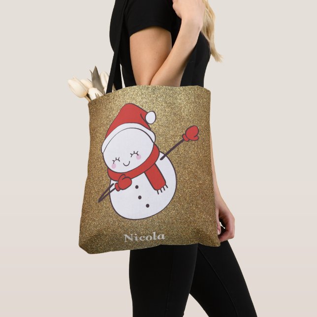 Bolso De Tela Navidades divertidos Snowman Dabbing  (Detalle)